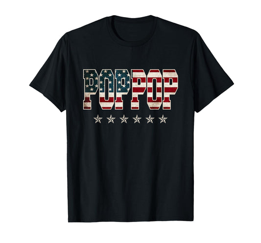 Poppop Father's Day American Flag 4th of July Vintage Xmas T-Shirt for Men