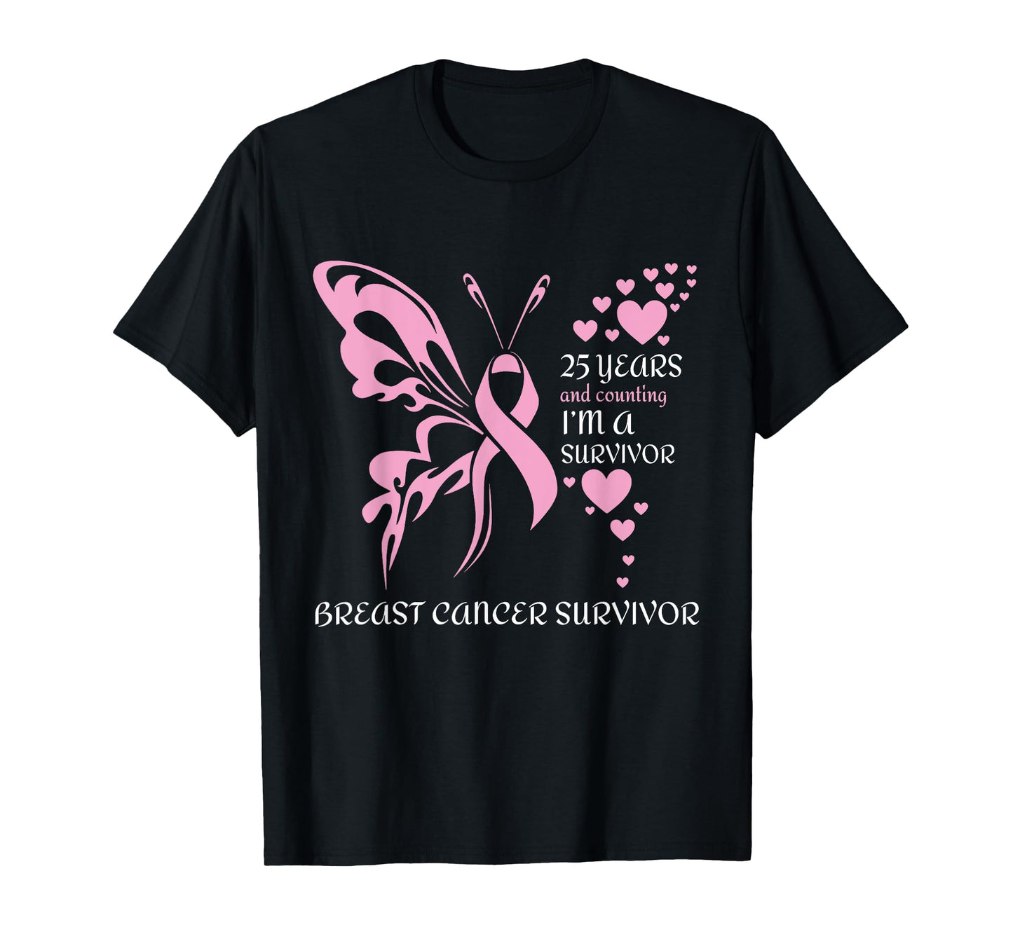 Butterfly 25 Years And Counting I'm A Breast Cancer Survivor T-Shirt