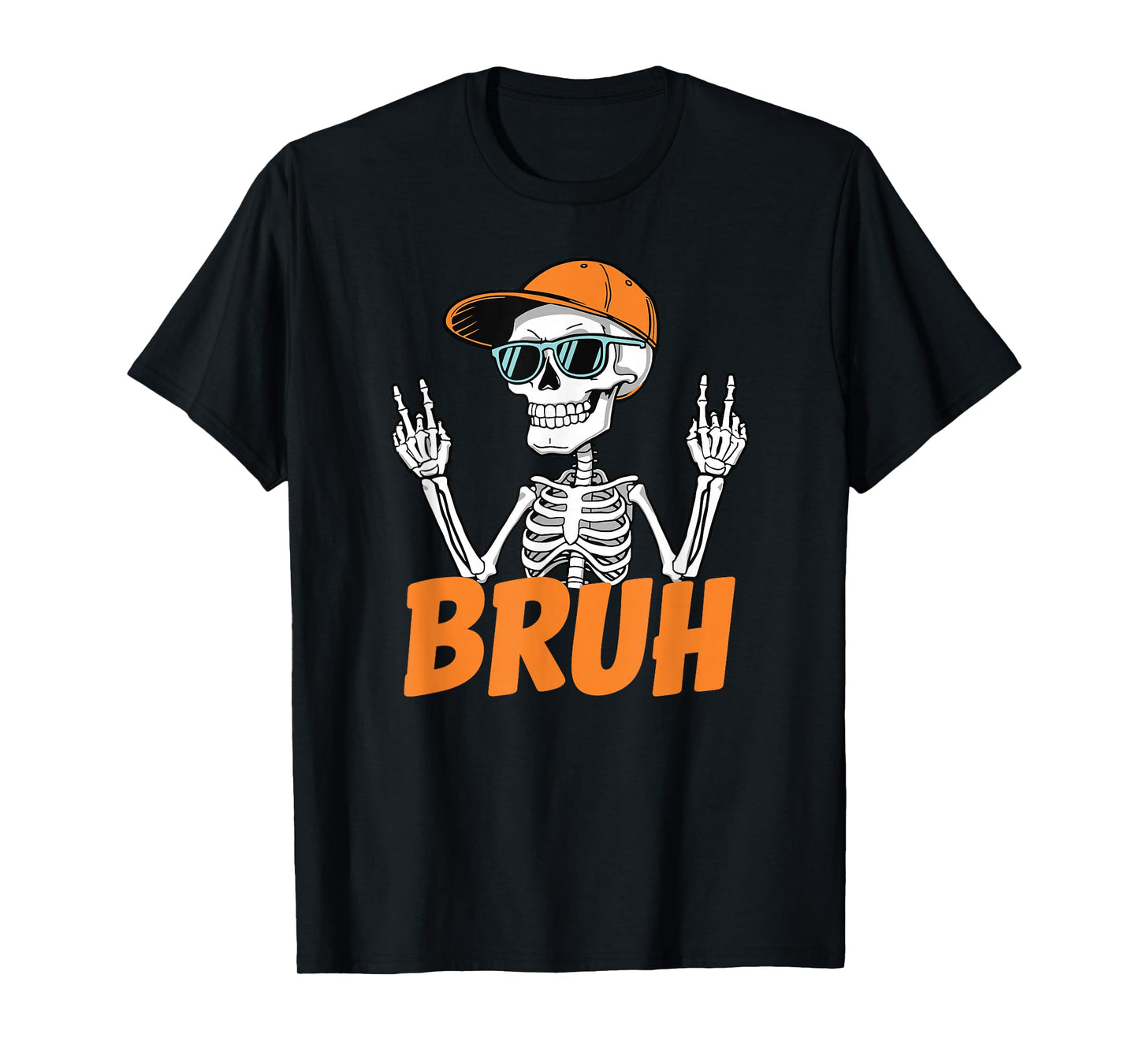 Bruh Dabbing Skeleton Halloween Boys Pumpkin Jack O Lantern T-Shirt