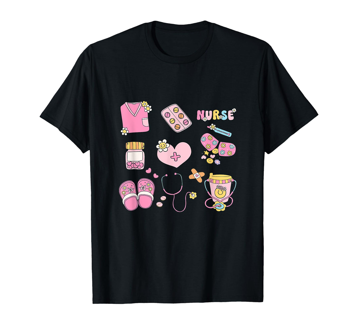 Nursing Profession Doodles Co. Nurse Doodles Women Cute Nurse Life Graphics T-Shirt