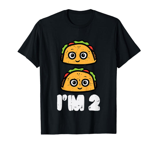 2nd Birthday Tacos Im 2 Years Old Mexican Boys Girls Kids T-Shirt