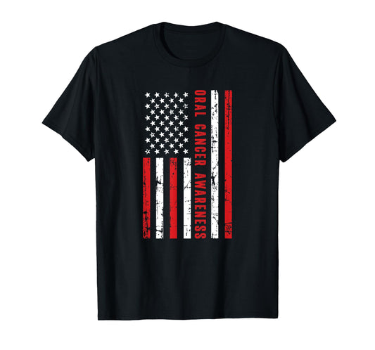 American Flag Oral Cancer Awareness Month April T-Shirt
