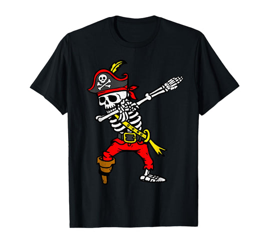 Dabbing Skeleton Pirate Halloween Dab Costume Boys Teen Kids T-Shirt