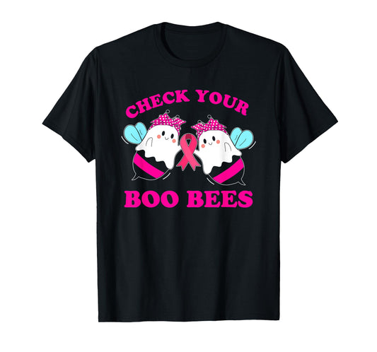 Check Your Boo Bees Funny Breast Cancer Halloween Women T-Shirt