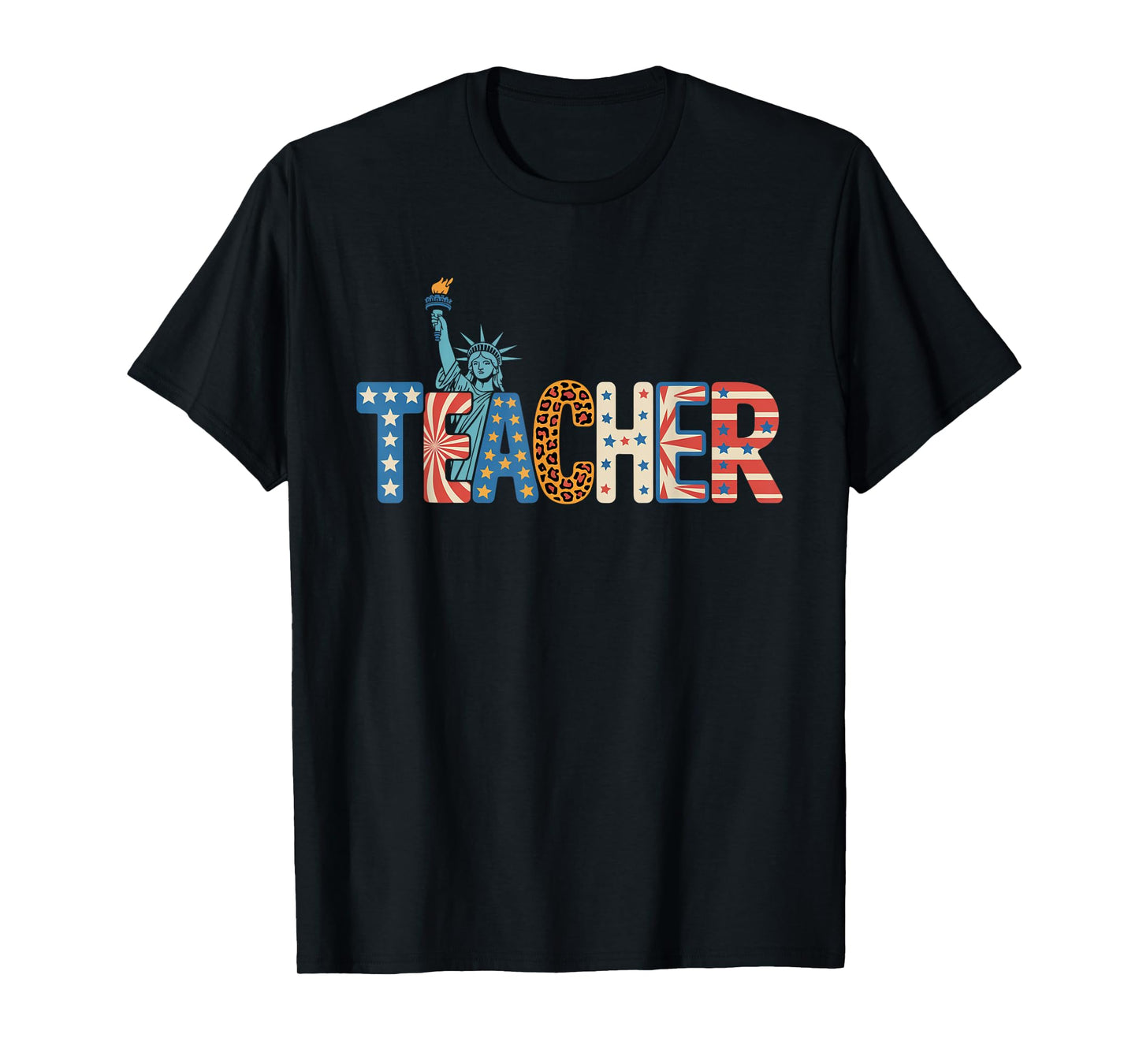 Teacher Life American Flag 4th of July USA Teacher Patriotic T-Shirt