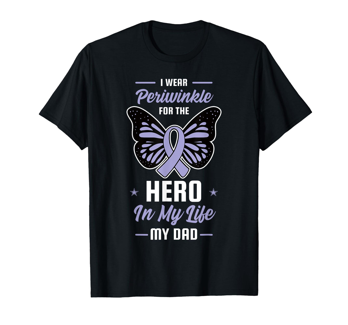 Stomach Cancer Awareness Periwinkle Ribbon Hero Dad Gift T-Shirt