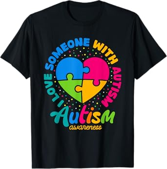 I Love Someone with Autism Heart Puzzle Autism Awareness T-Shirt