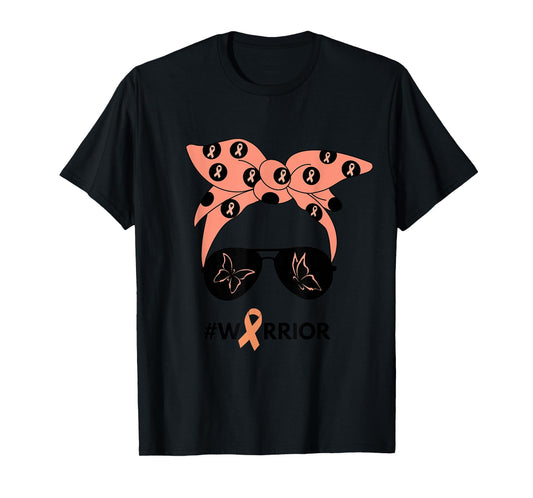 Peach Ribbon Uterine Endometrial Cancer Warrior Bandana T-Shirt