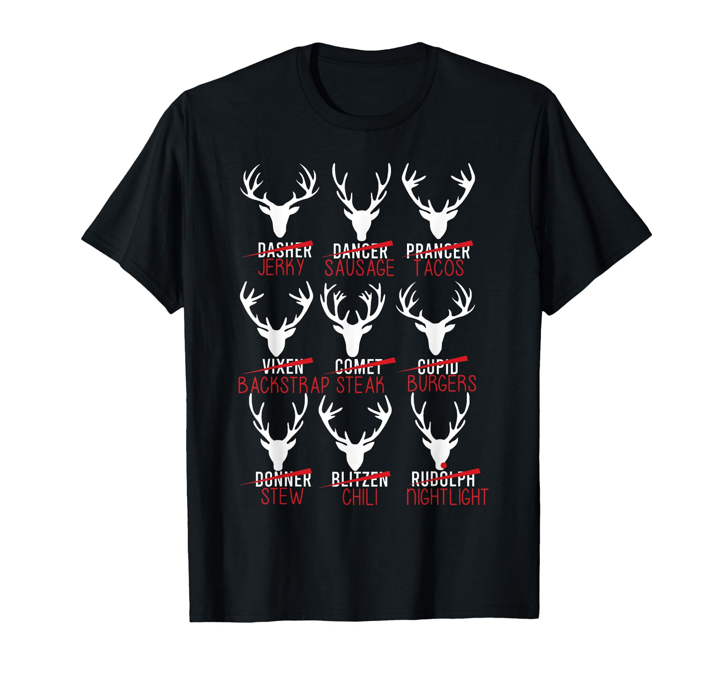 Christmas Reindeer Hunter Deer Meat Hunting T-Shirt