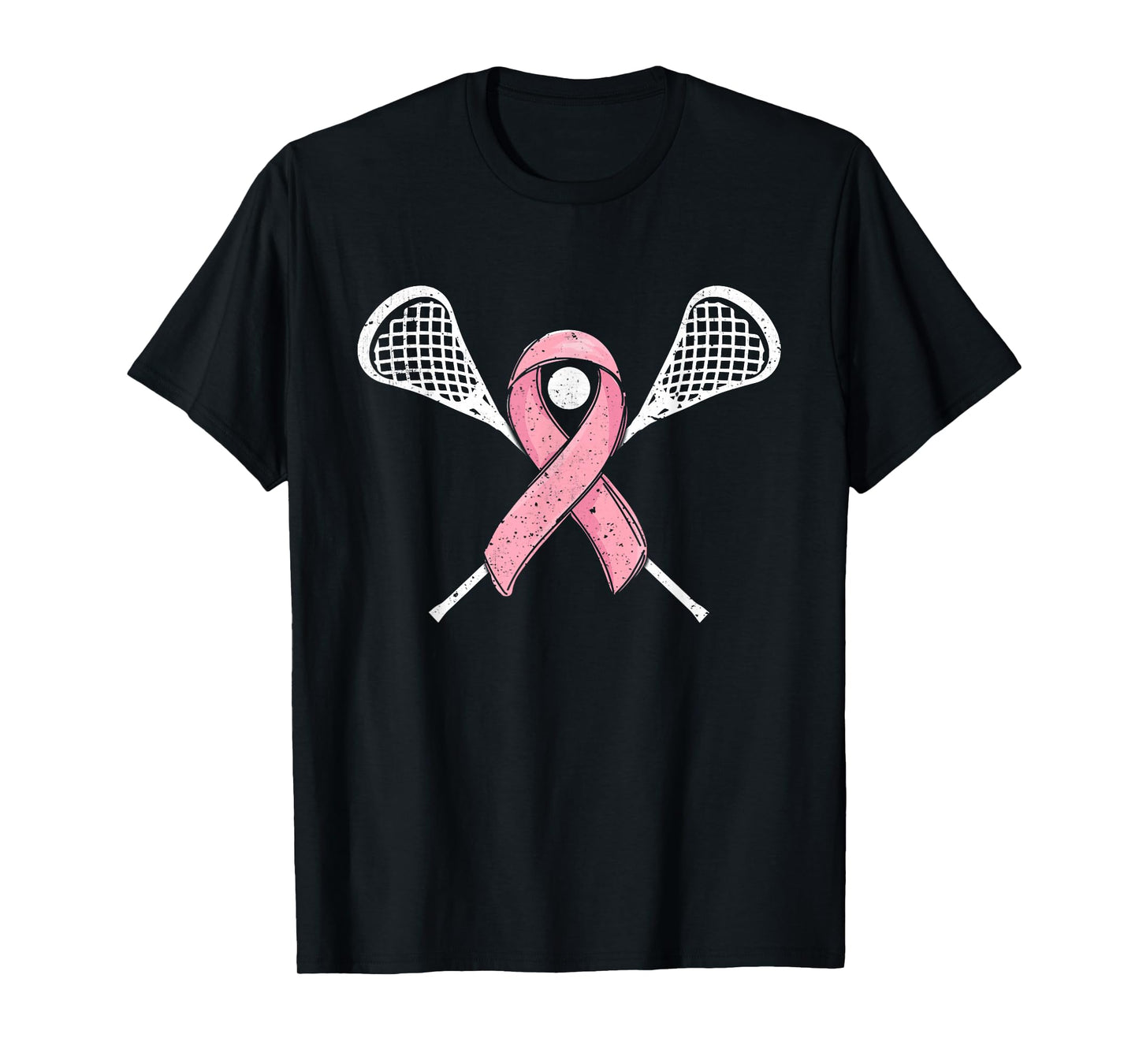 Lacrosse Pink Ribbon Breast Cancer Awareness Sport Lover T-Shirt