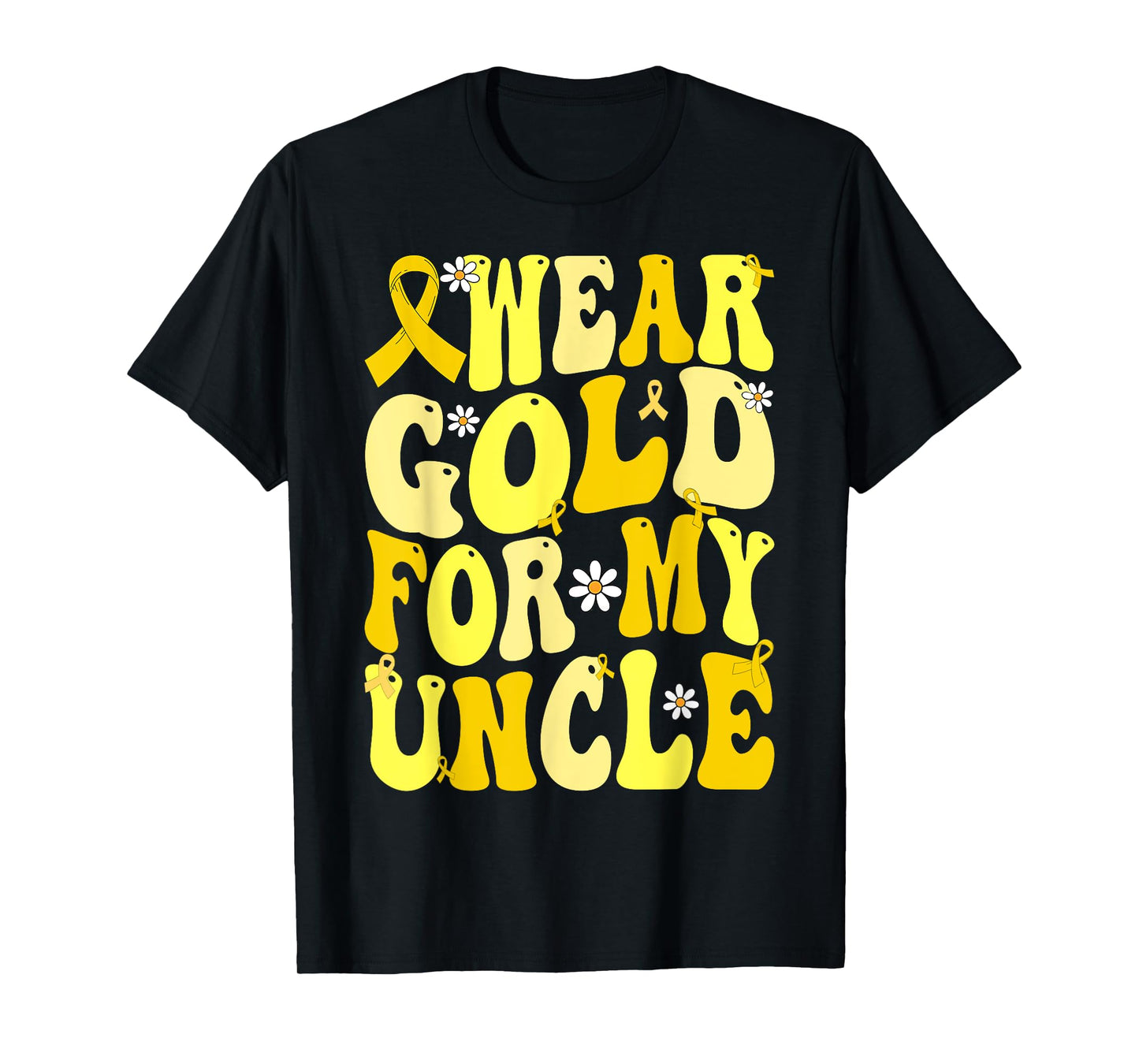 I Wear Gold for My Uncle Ribbon Childhood Cancer Awareness T-Shirt
