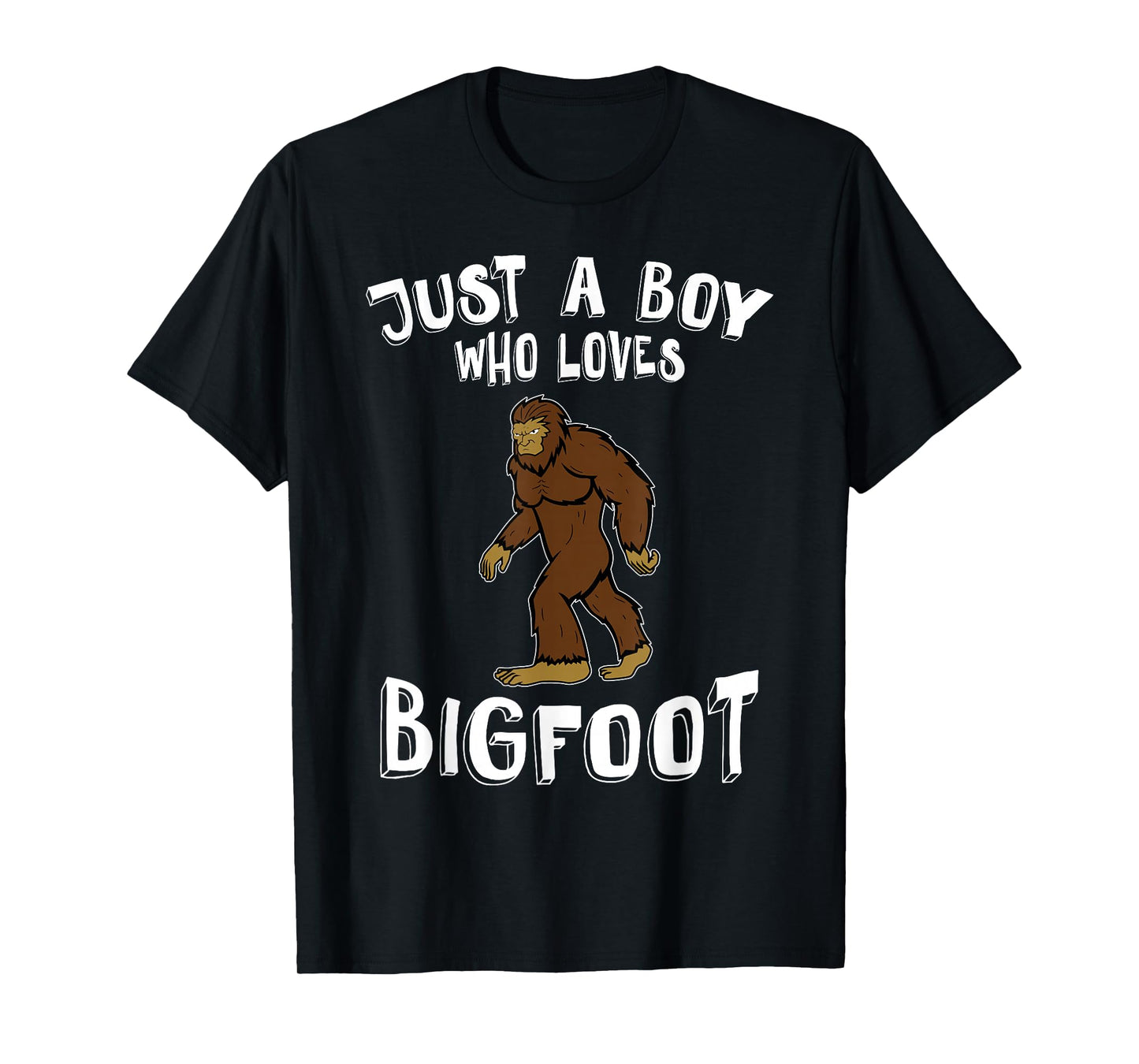 Just A Boy Who Loves Bigfoot Hunter Animal Lover Camping T-Shirt