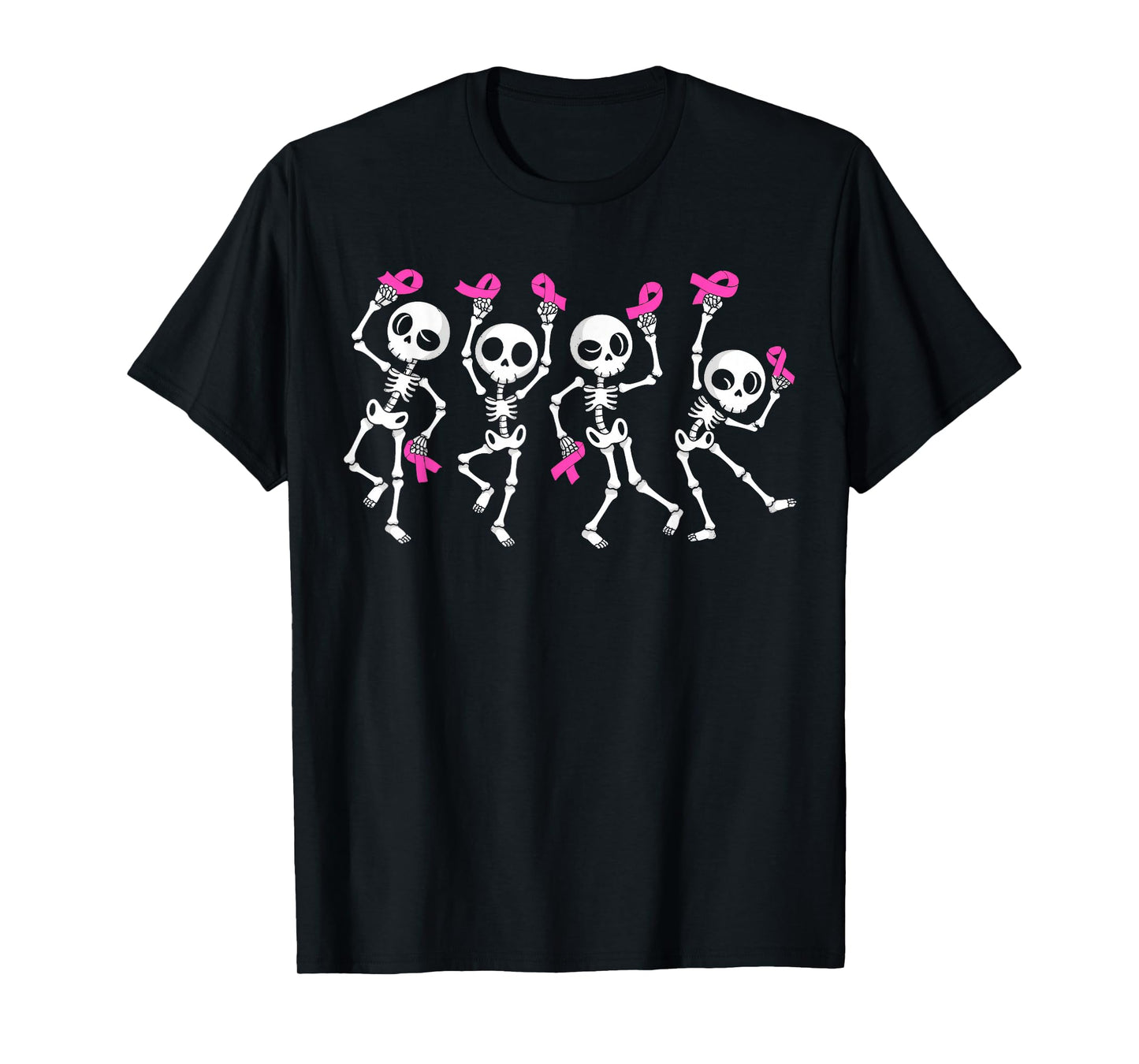 Pink Ribbon Breast Cancer Awareness Skeleton T-Shirt