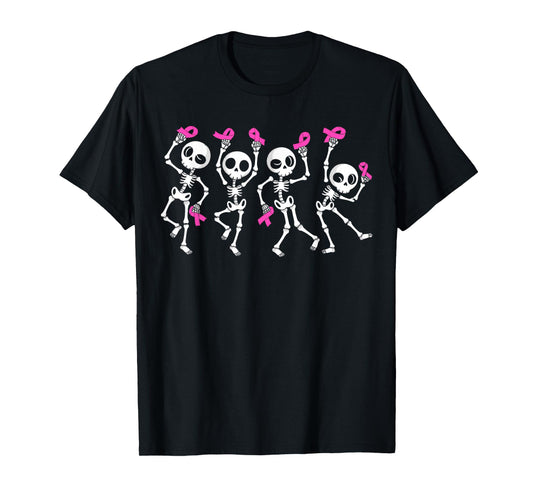 Pink Ribbon Breast Cancer Awareness Skeleton T-Shirt