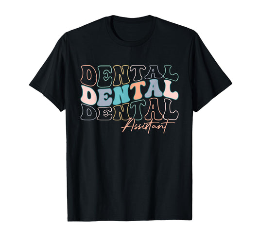 Dentist Groovy Dental Assistant Design For Dental Dentist T-Shirt
