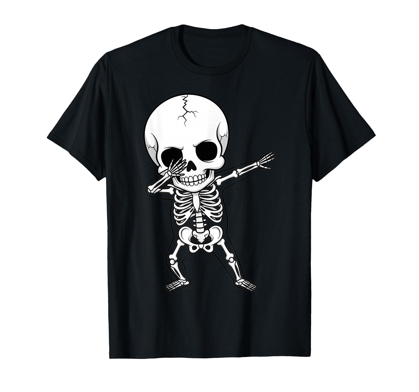 abbing Skeleton Cartoon Big Skull Funny Halloween T-Shirt