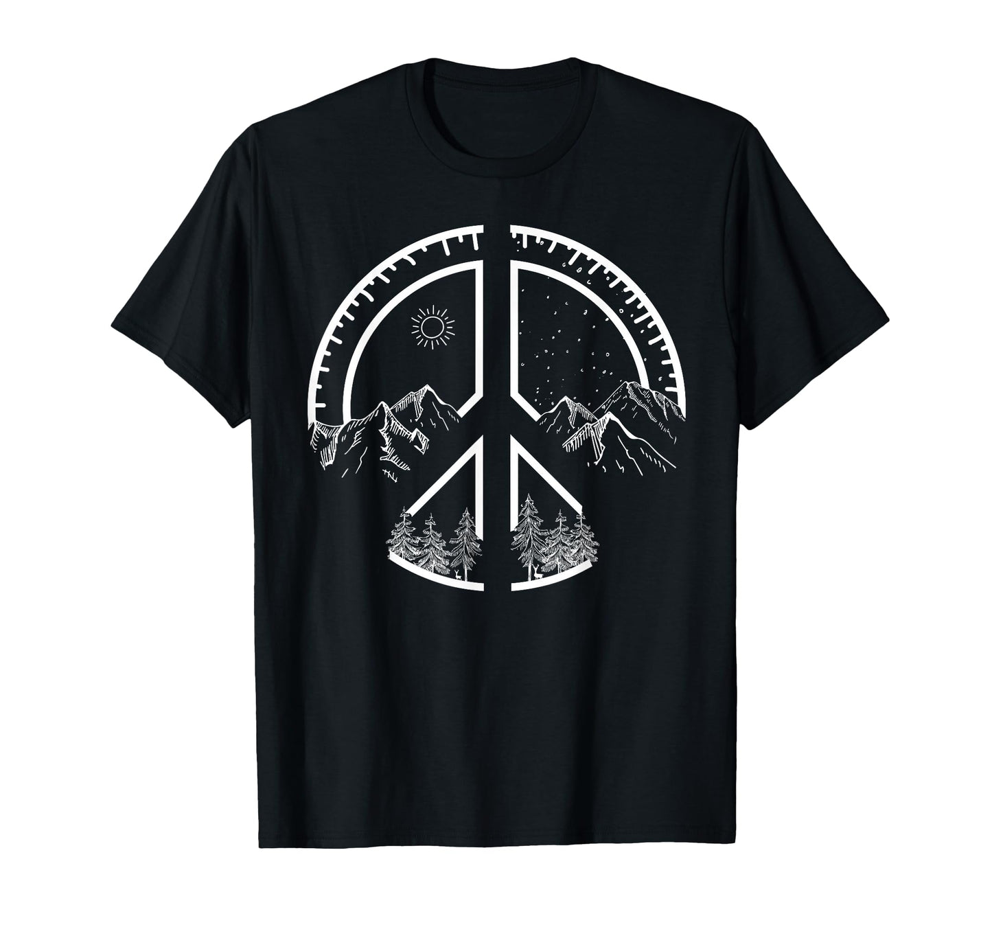 Four Seasons Peace Sign Outdoor Adventure Hippie Retro 60s T-Shirt