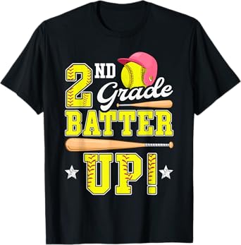 2nd Grade Batter Up Softball Second Grade Back To School T-Shirt