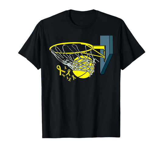 Basketball Player Yellow Ribbon Sarcoma Cancer Awareness T-Shirt