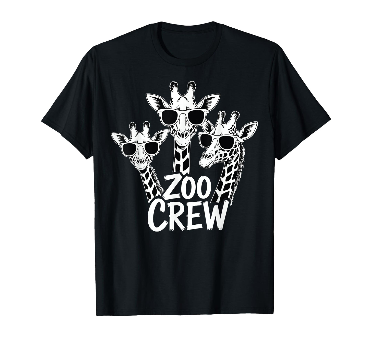 Giraffe Wearing Sunglasses Safari Animals Lover Zoo Crew T-Shirt