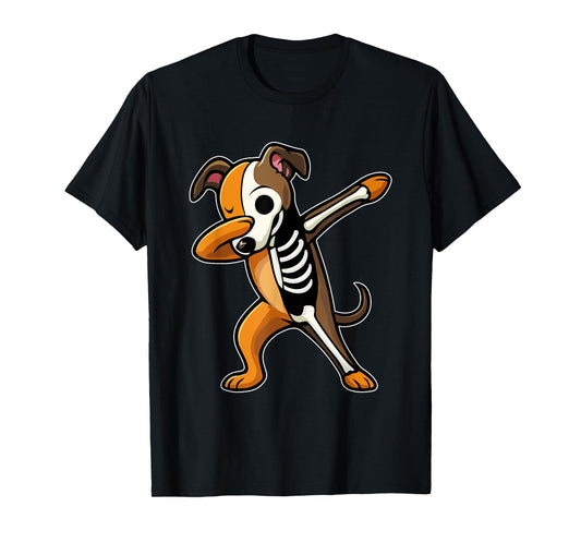 Dabbing Whippet Half Skeleton Halloween Costume Owner Lover T-Shirt