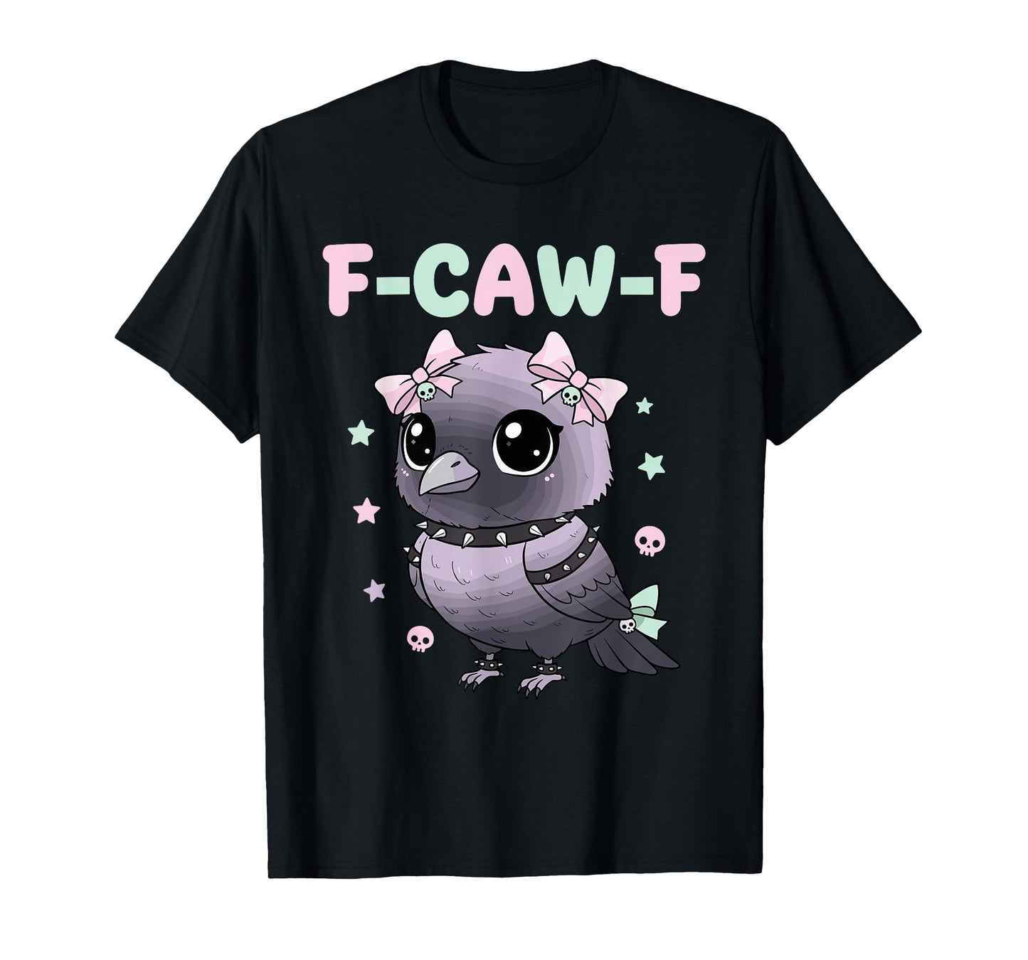 Kawaii Pastel Goth Black Crow F-Caw-F Funny Gothic Humor T-Shirt