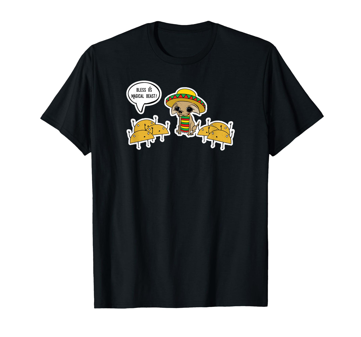 Funny Cinco De Mayo Tacos Worshipping Mexican Chihuahua T-Shirt