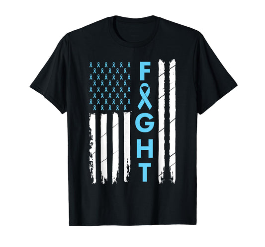 USA Prostate Cancer Awareness Light Blue Ribbon Survivor T-Shirt