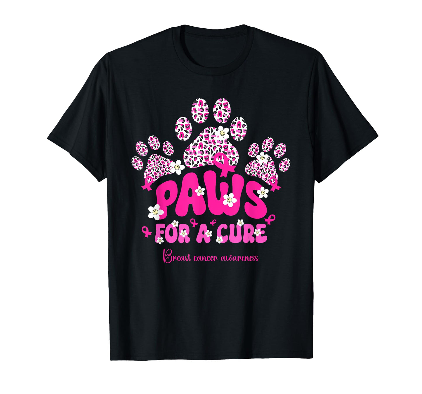 Paws for A Cure Breast Cancer Dog Lover Warrior Dog Paw T-Shirt for Men Women Girls Kids