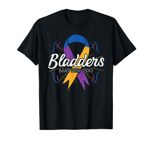 Bladder Cancer Awareness Purple Blue And Yellow Ribbon Gift T-Shirt
