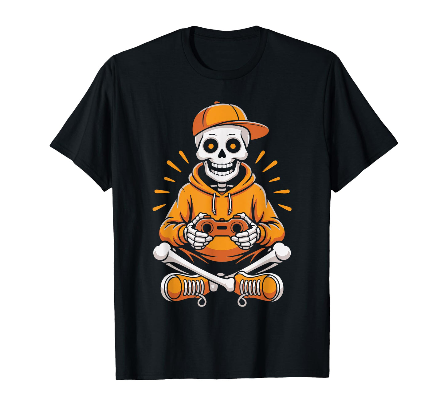 Funny Skeleton Gamer Funny Halloween Boys Men Video Gaming T-Shirt