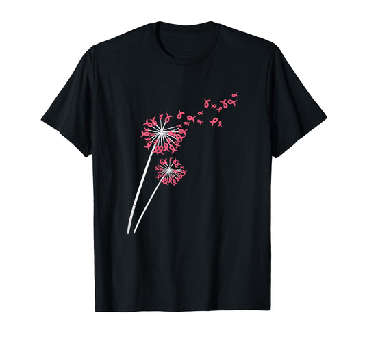 Pink Ribbon Dandelion Breast Cancer Awareness Men Women T-Shirt