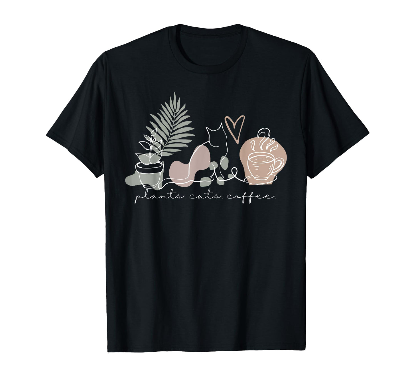 Plants Cats Coffee Cat Lover Gardening Succulent Plants T-Shirt for Men Women