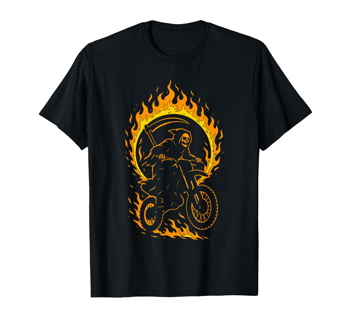 Grim Reaper Skeleton Motocross Dirt Bike Rider Halloween T-Shirt