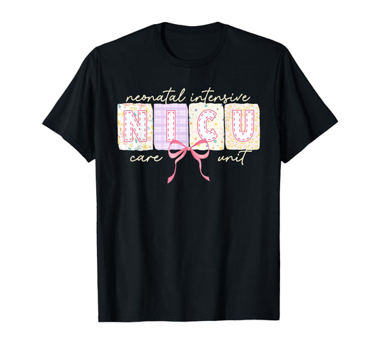Cute Coquette Bow Spring NICU Nurse T-Shirt