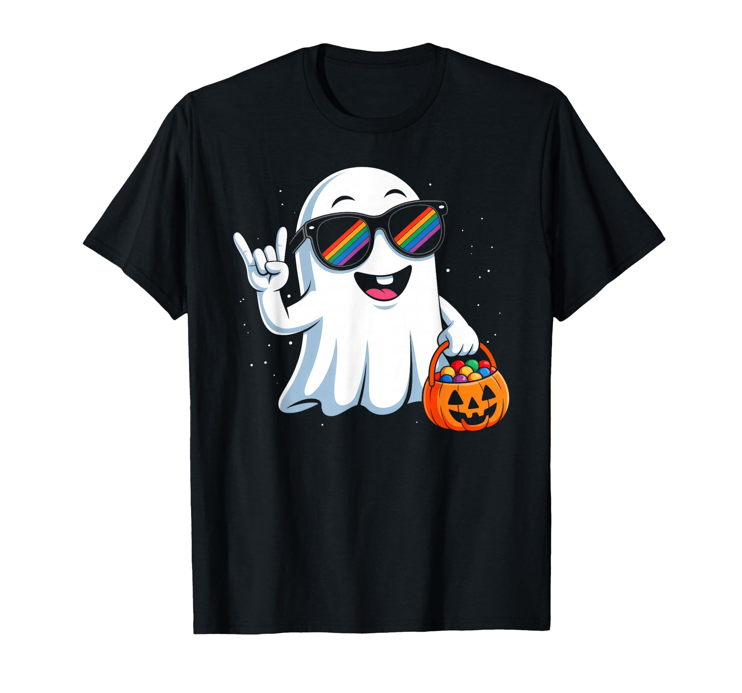 Retro Halloween Rock Ghost Pumpkin Costume Boys Girls Kids T-Shirt