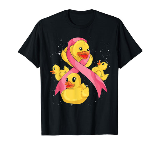Cute Rubber Duck Duckie Pink Ribbon Breast Cancer Awareness T-Shirt
