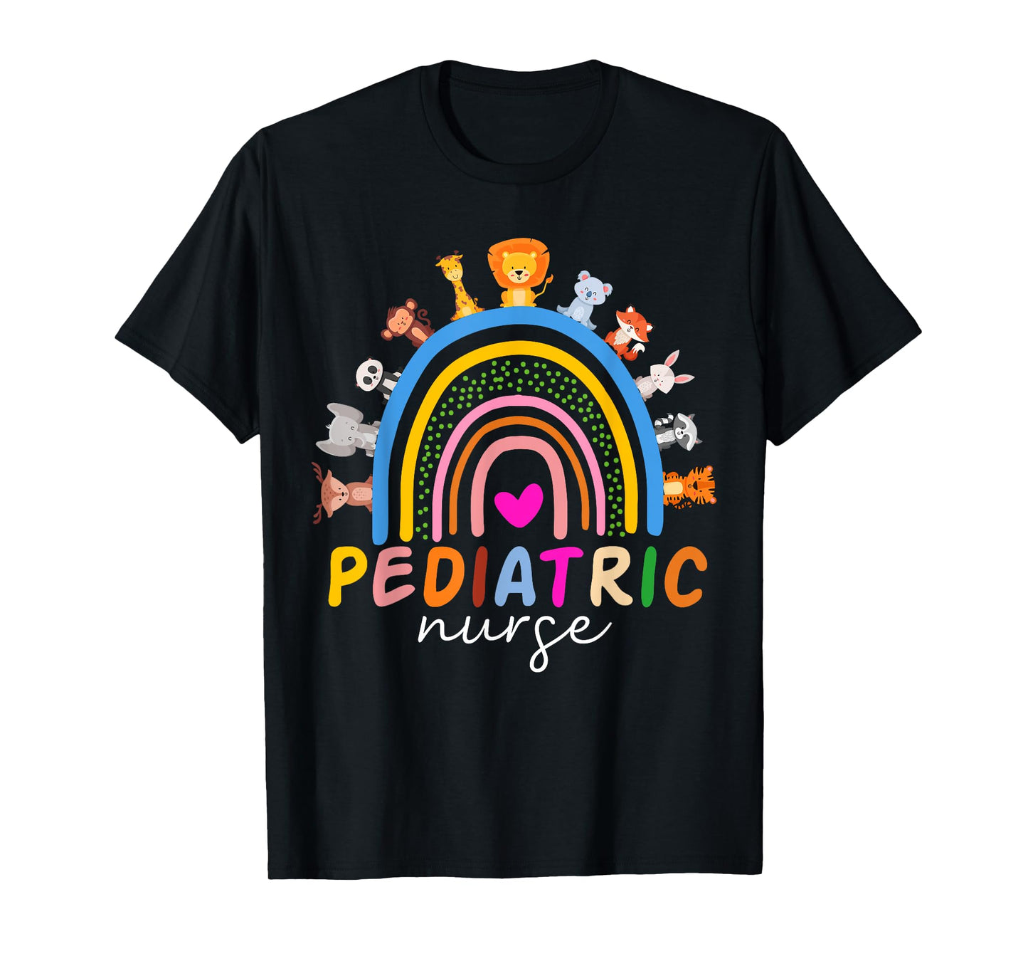 Pediatric Nurse PEDS RN Pediatrician Animals Rainbow Nursing T-Shirt