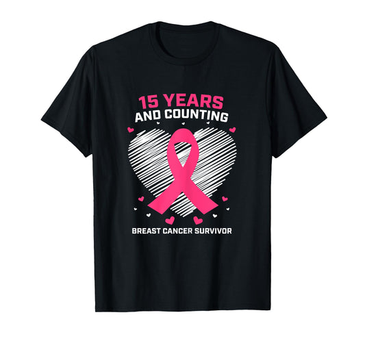 15 Years Cancer Free Gifts 15 Year Breast Cancer Survivor T-Shirt
