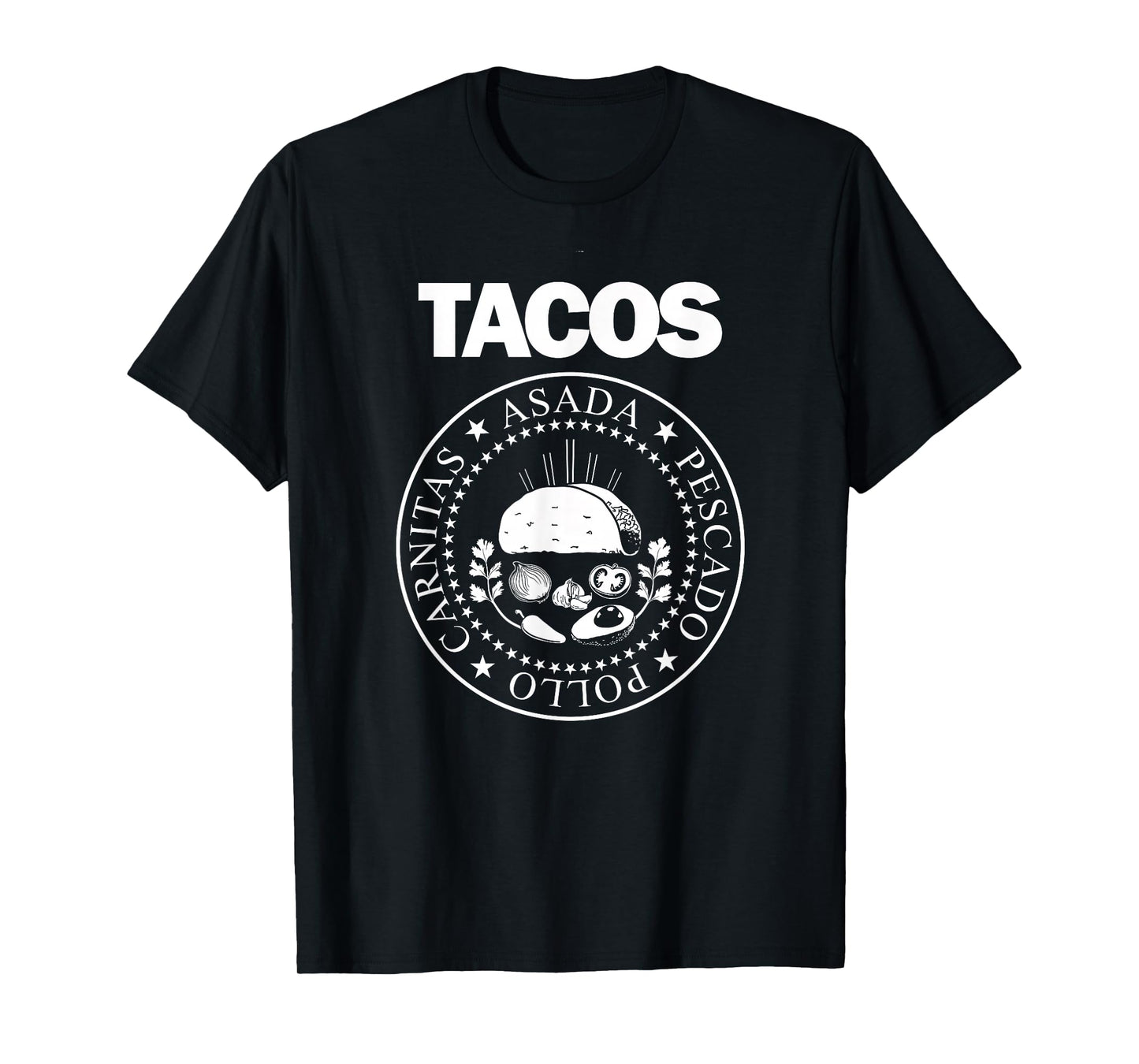 TACOS Asada Pollo Pescado Carnitas Presidential Seal T-Shirt