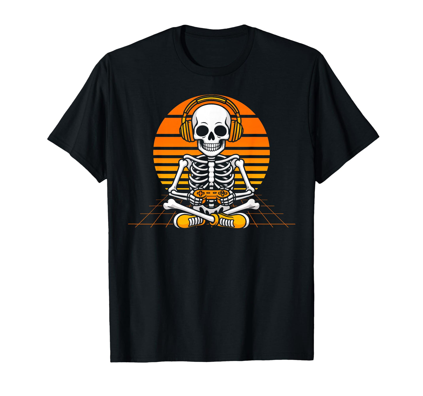 Funny Gaming Hallowen Skeleton Gamer Video Kids Boys T-Shirt