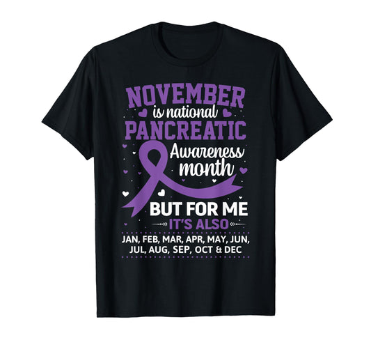 November is Pancreatic Cancer Awareness Purple Ribbon T-Shirt