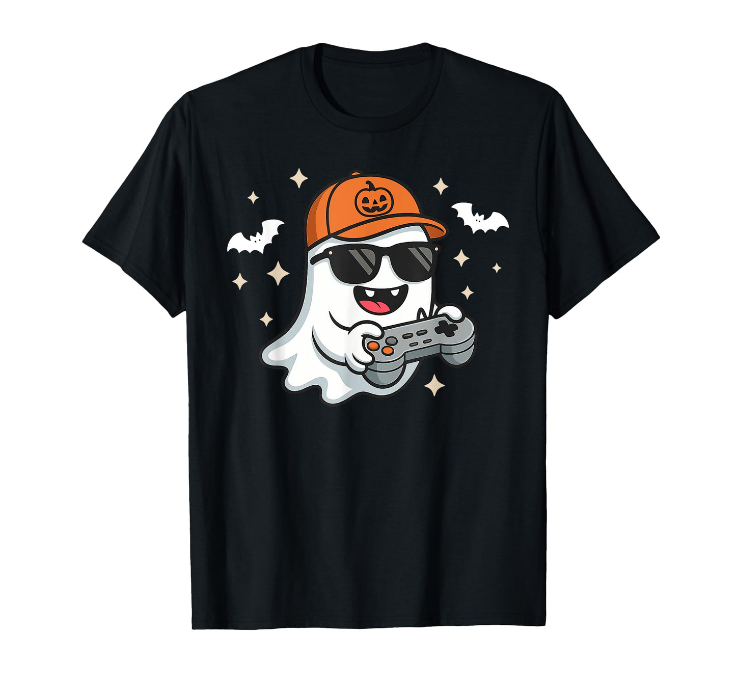Funny Ghost Playing Video Game Halloween Gaming Boys Men T-Shirt