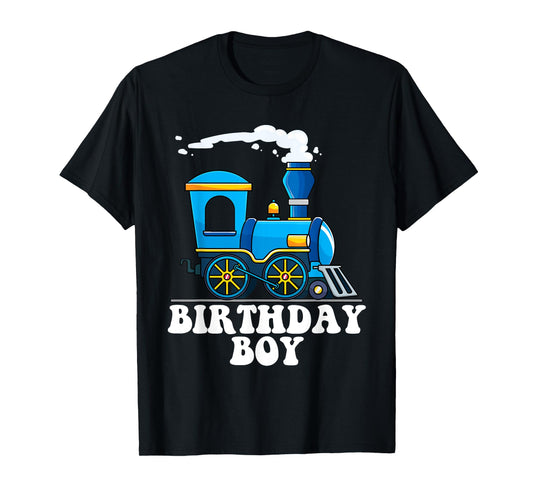 Birthday Boy Choo Choo Blue Train Lovers Party Kids Toddlers T-Shirt