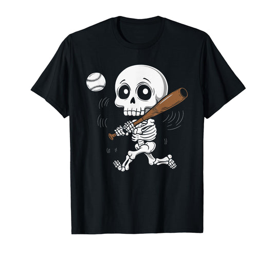 Skeleton Playing Baseball T-Shirt