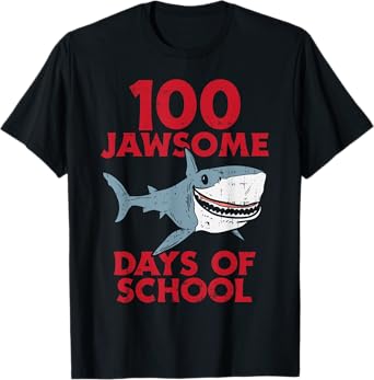 100 Jawsome Days School Shark 100th Day Boys Teacher Gift T-Shirt