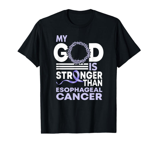 My God Is Stronger Than Esophageal Cancer Awareness Ribbon T-Shirt