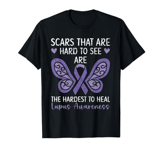 Lupus Warrior Lupus Awareness SteMi Apparel Women's Black Modern Letter Print U-Neck T-Shirt, Small, Short Sleeve, Classic Fit, Pull On, Imported, All Seasons, Lupus Awareness Design