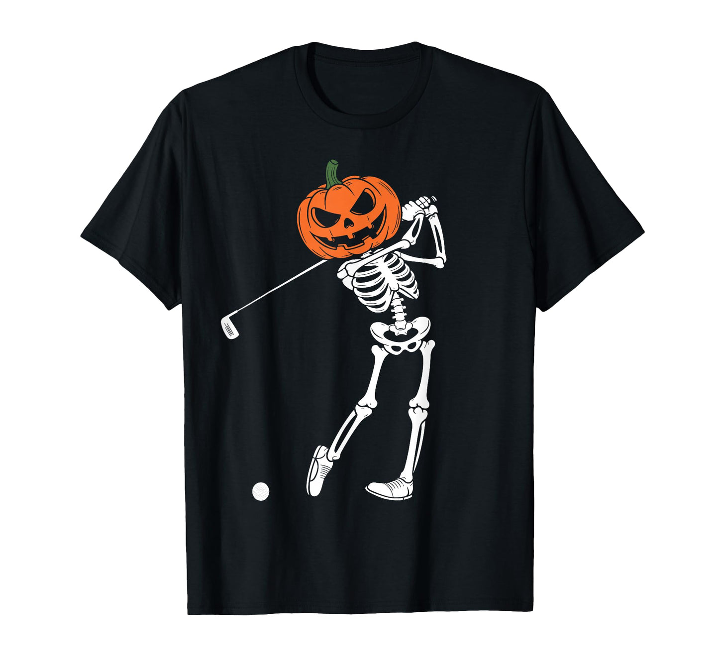 Funny Halloween Skeleton Playing Golf Player Pumpkin Costume T-Shirt