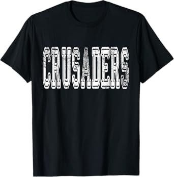 Crusaders Mascot Distressed Vintage School Sports Name Fans T-Shirt